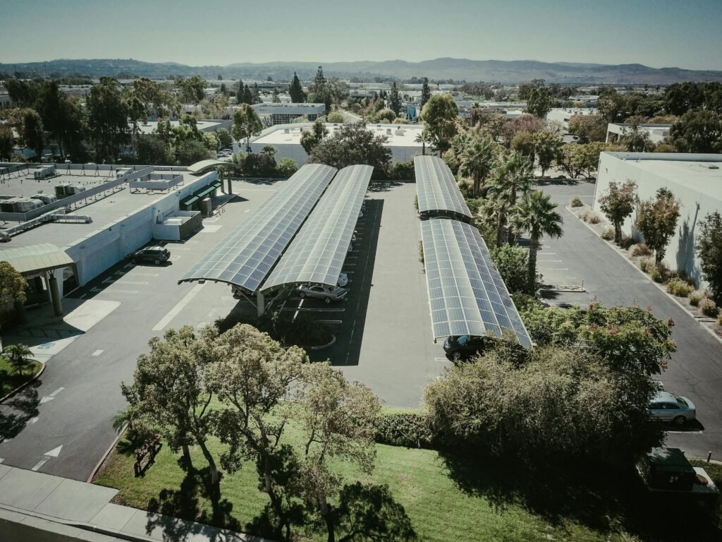 solar panels over a parking lot